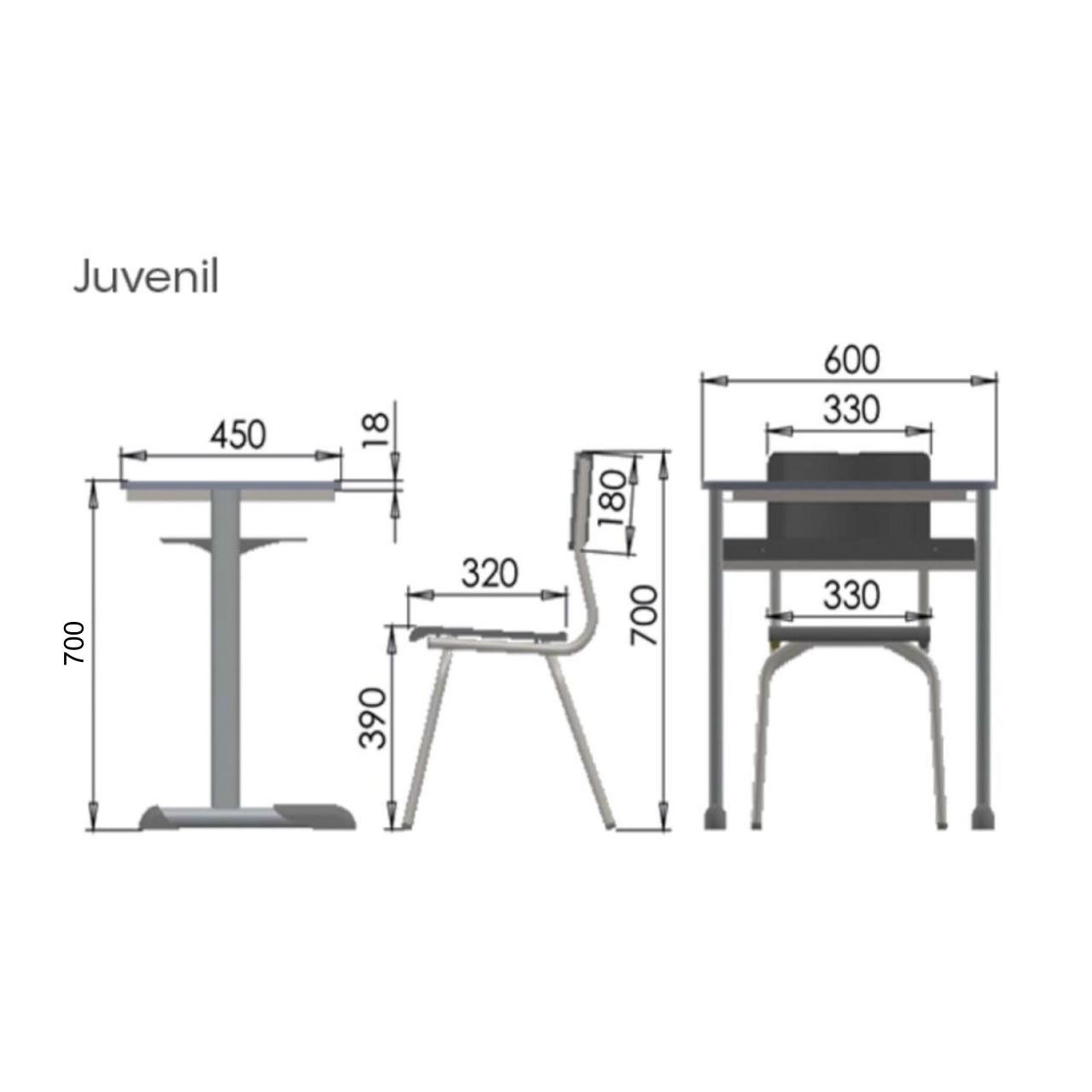Kit Escolar Individual AZUL – (Mesa e Cadeira) – JUVENIL 06 a 09 Anos 40999 - Imagem 5
