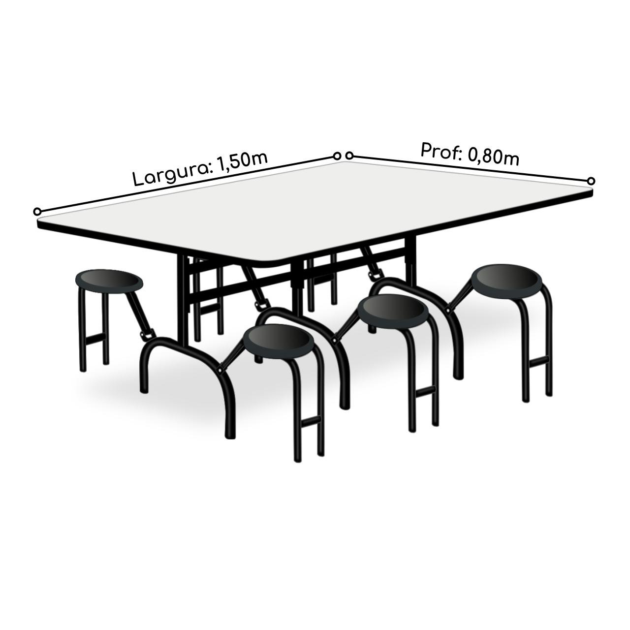 Mesa p/ Refeitório ESCAMOTEÁVEL 06 Lugares - MDP BRANCO DE 25 MM 50051 - Imagem 5