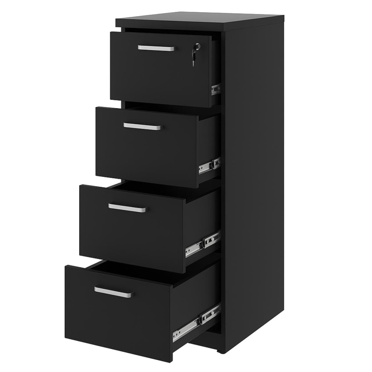 Arquivo de Madeira para Pasta Suspensa com 4 Gavetas - MDP PRETO - 26035 - Imagem 8