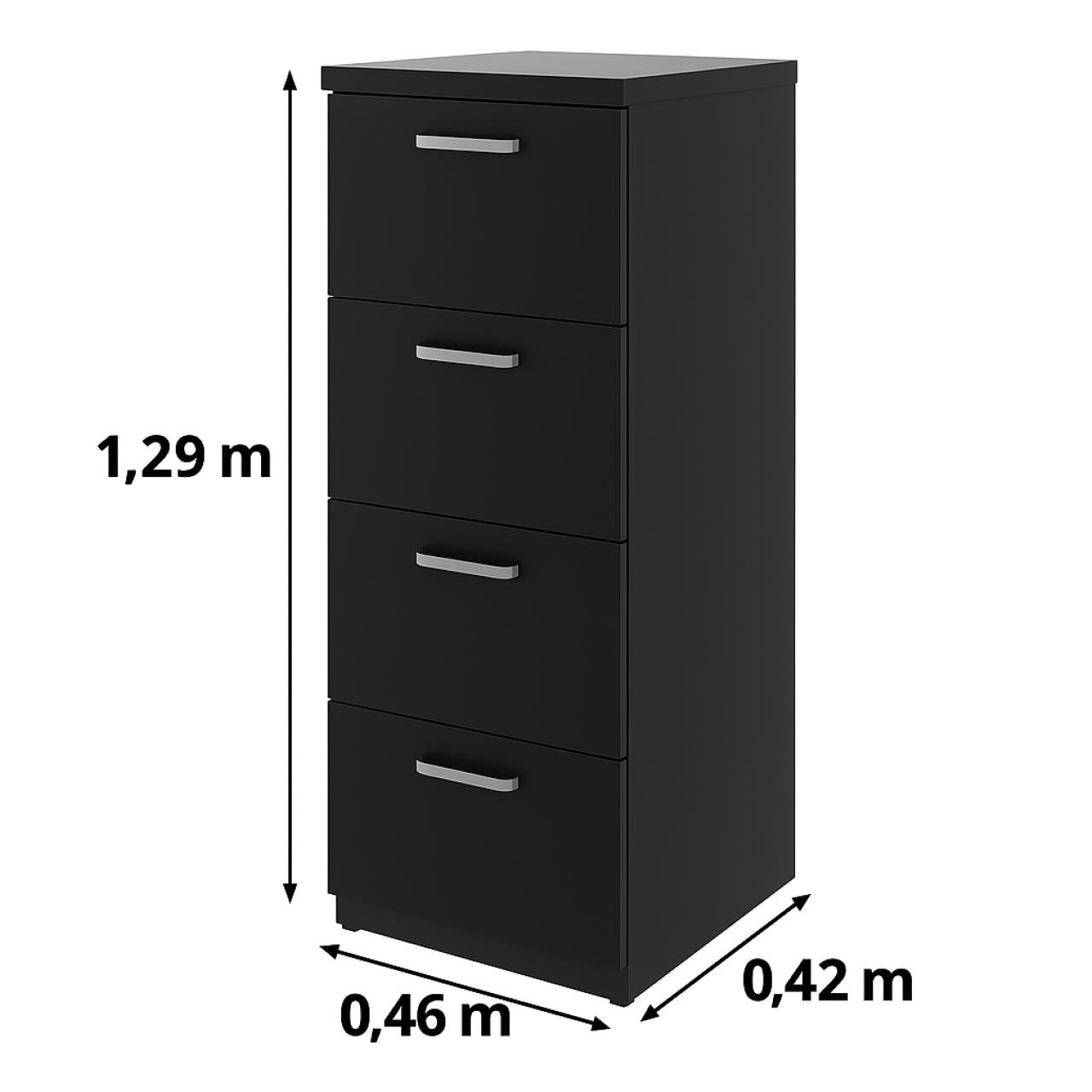 Arquivo de Madeira para Pasta Suspensa com 4 Gavetas - MDP PRETO - 26035 - Imagem 4