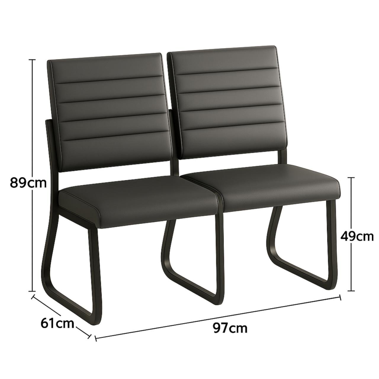 Sofanete para Escritório Estofada com 02 Lugares - TRIX - Pés PRETO - 35120 - Imagem 6