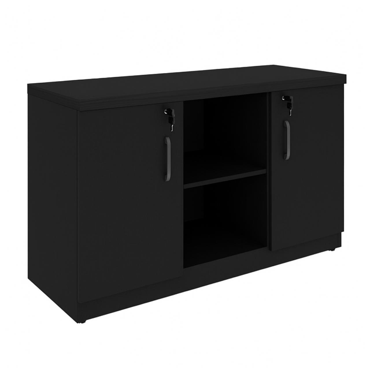 Armário Baixo com Nicho e Prateleiras Internas – MDP Preto - 26032 - Imagem 8