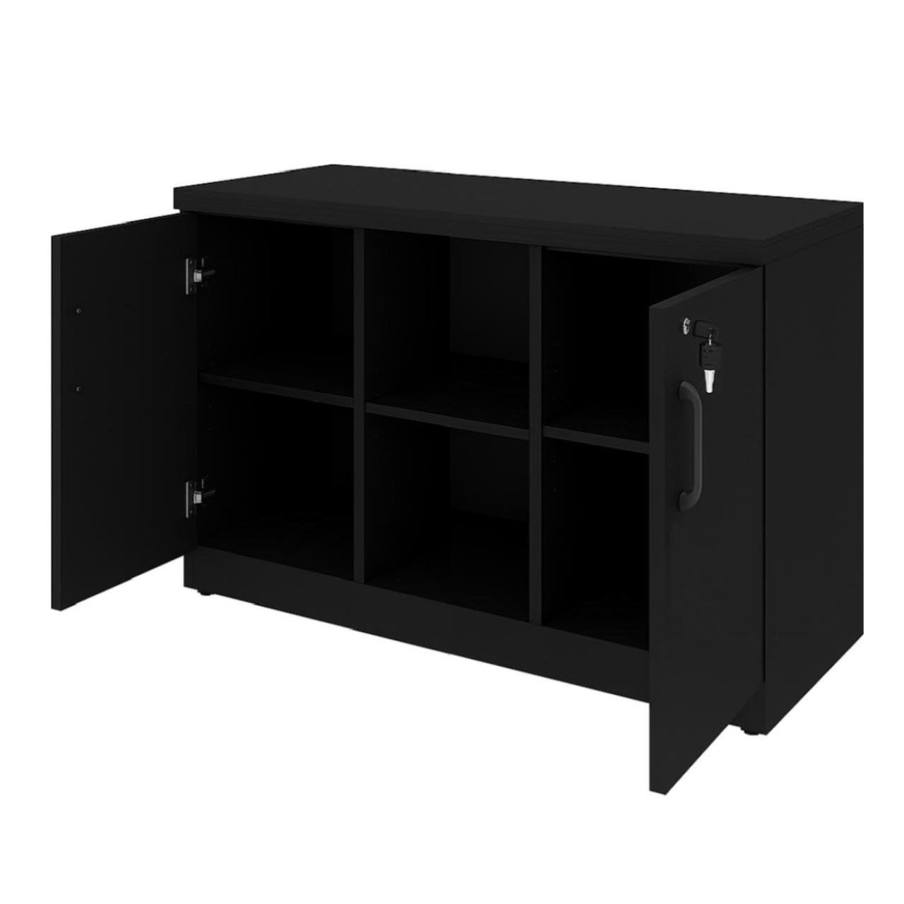 Armário Baixo com Nicho e Prateleiras Internas – MDP Preto - 26032 - Imagem 3