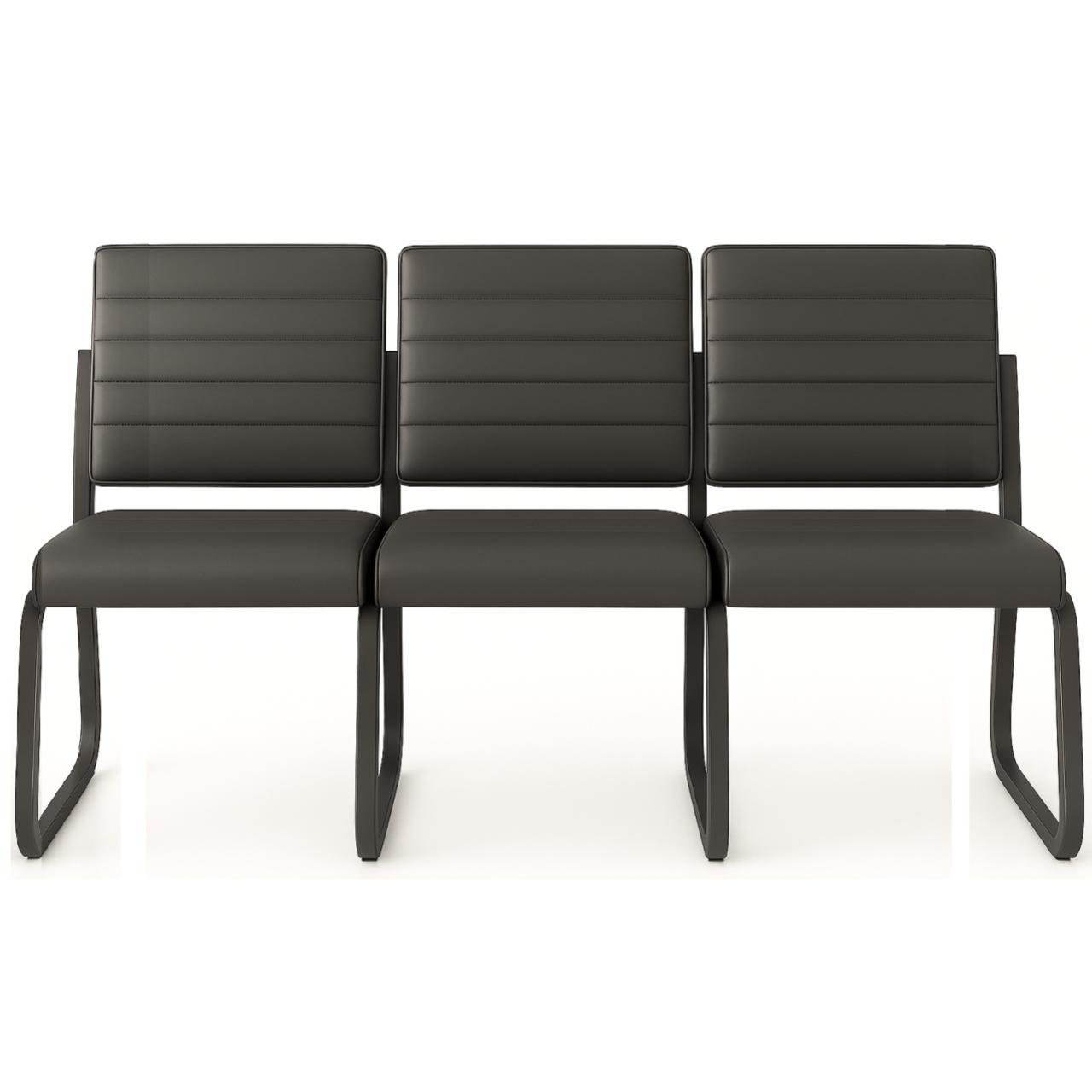 Sofanete para Escritório Estofada com 03 Lugares - TRIX - Pés PRETO - 35123 - Imagem 2