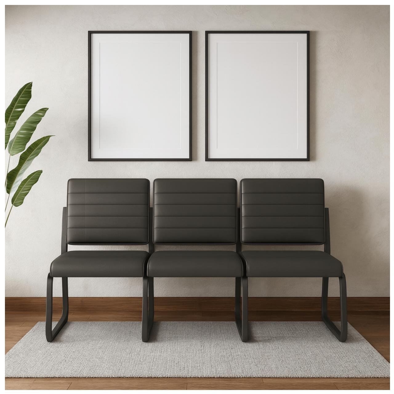 Sofanete para Escritório Estofada com 03 Lugares - TRIX - Pés PRETO - 35123 - Imagem 9