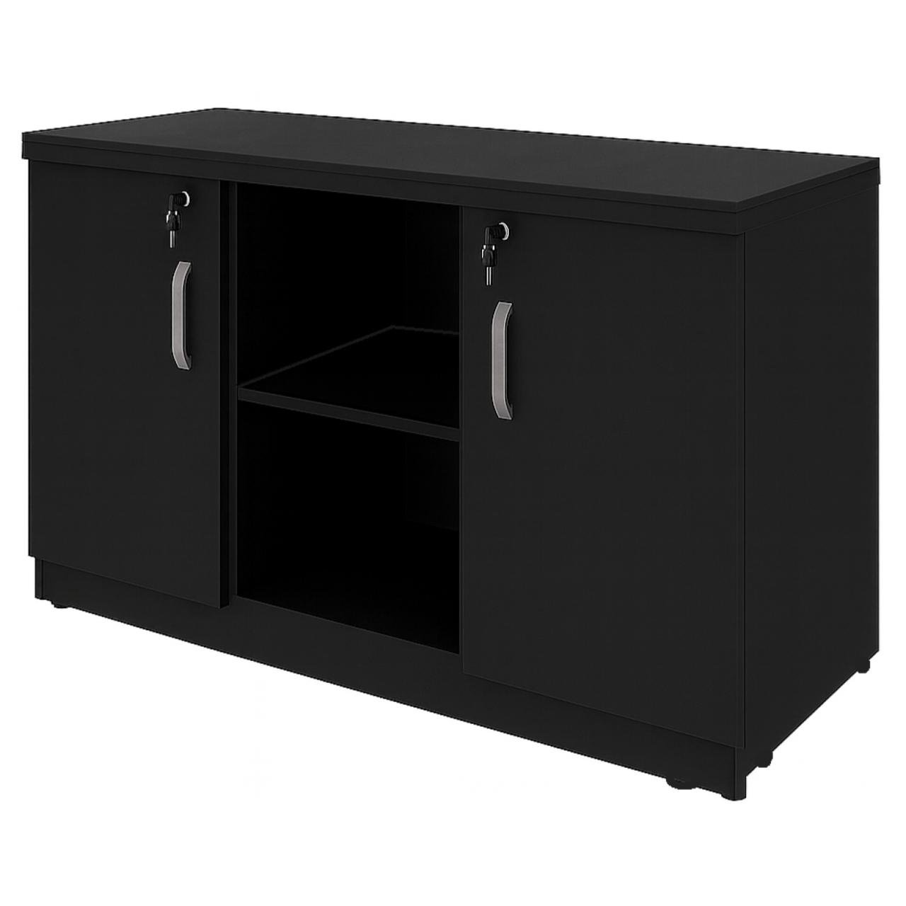 Armário Baixo com Nicho e Prateleiras Internas – MDP Preto - 26032 - Imagem 5