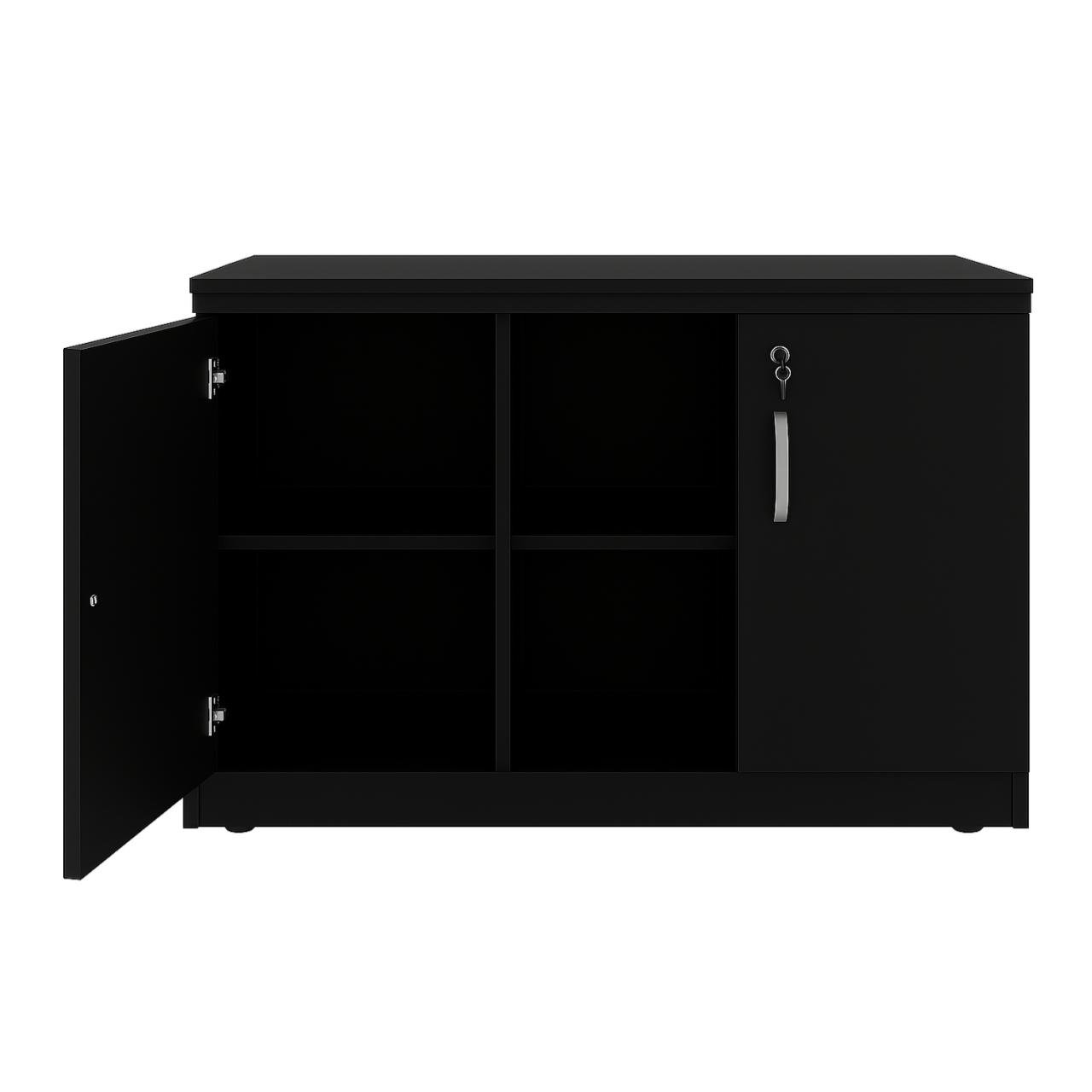 Armário Baixo com Nicho e Prateleiras Internas – MDP Preto - 26032 - Imagem 2