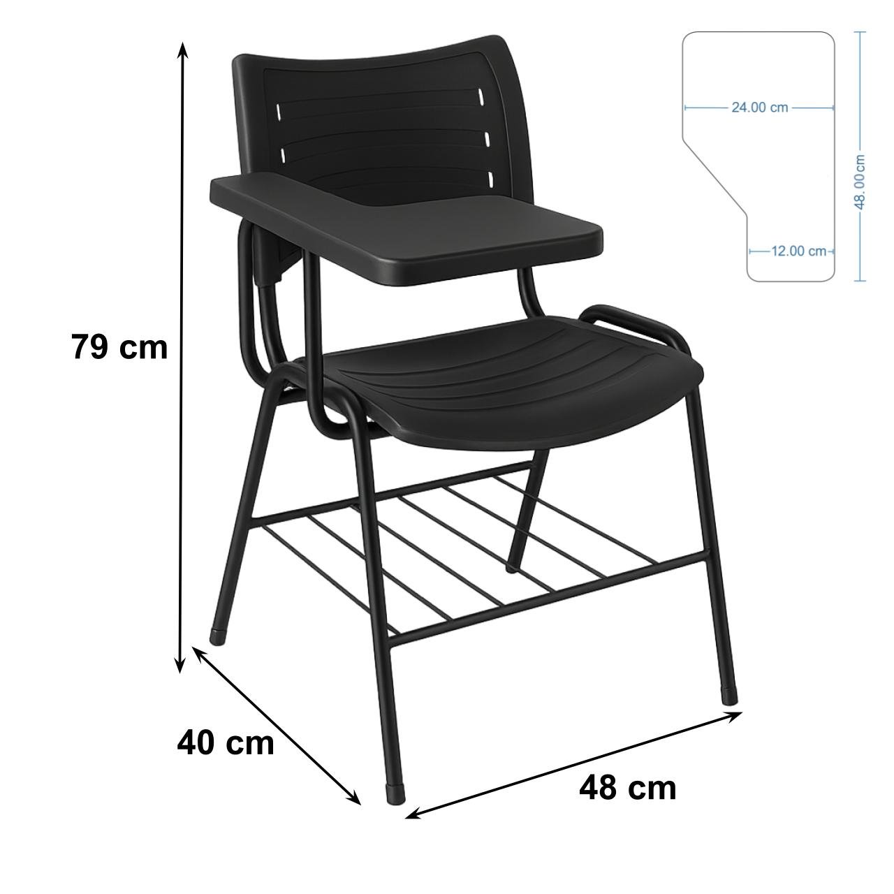 Cadeira Universitária Plástica Prancheta PLÁSTICA - MRPlast Preto - 34130 - Imagem 4