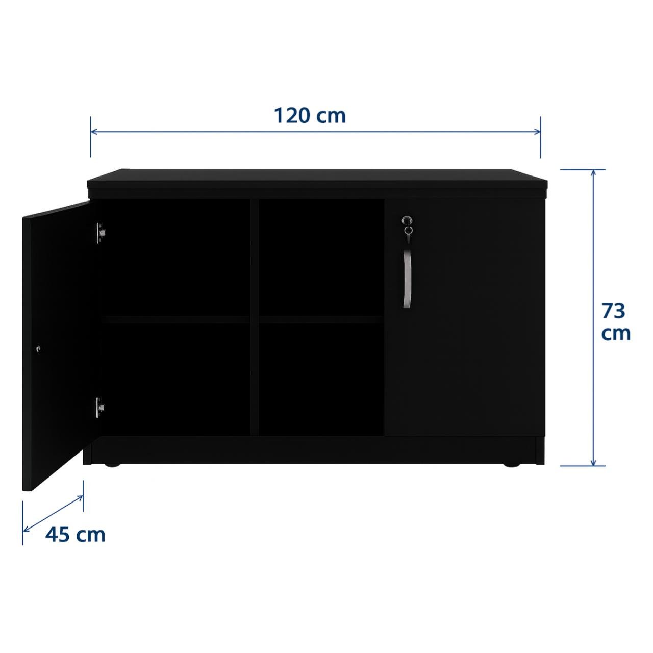 Armário Baixo com Nicho e Prateleiras Internas – MDP Preto - 26032 - Imagem 6